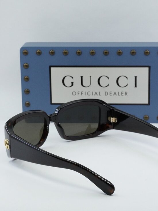 Gucci GG1403S 002 Rectangle Sunglasses - Havana / Brown main image 6